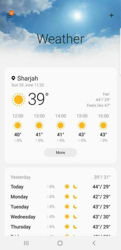 Temperaturen in den Emiraten