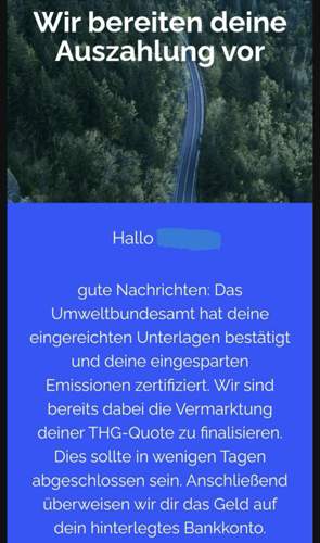 THG-Quote Auszahlung