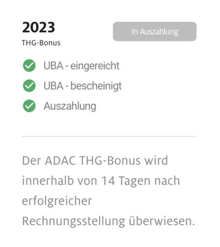 ADAC THG-Auszahlung