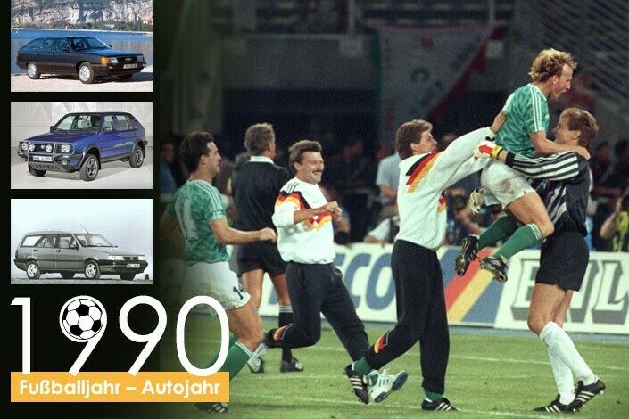 Die deutsche Nationalelf nach ihrem Sieg bei der Fußball-WM 1990