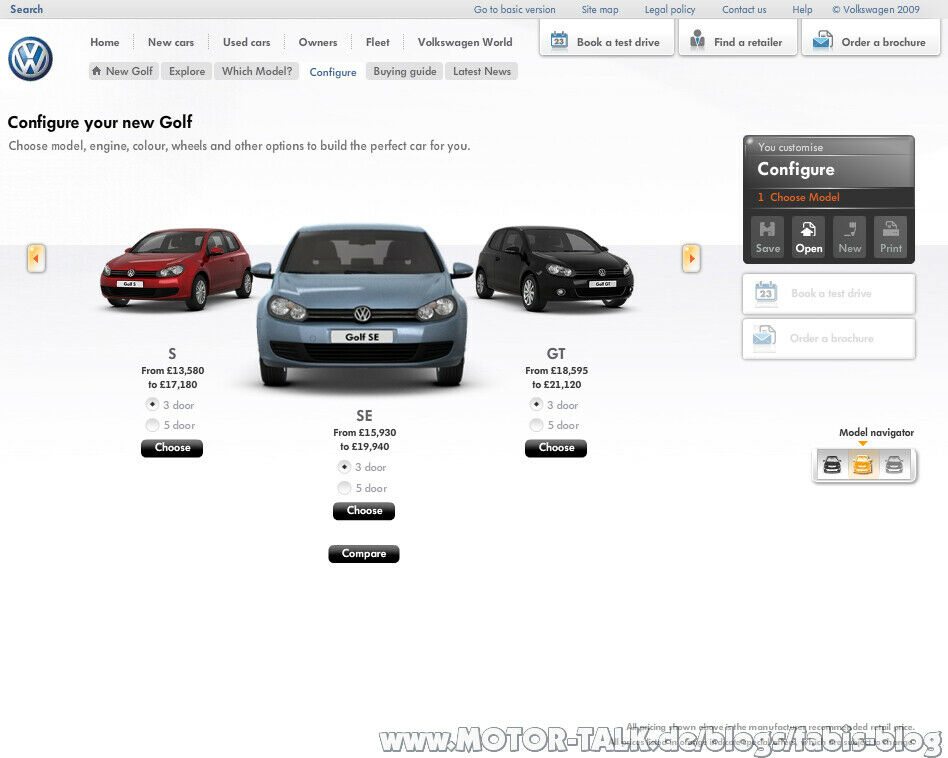 Überblick : VW Konfiguratoren