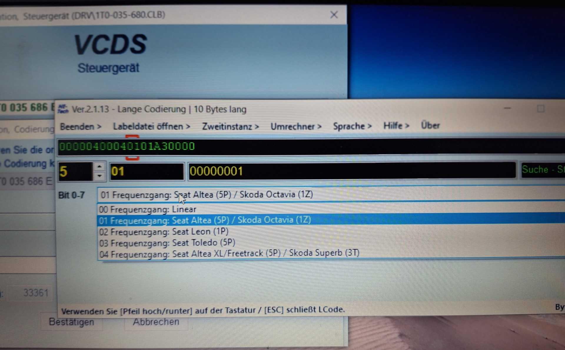Umbau von RCD310 auf RNS310, Problem beim umcodieren