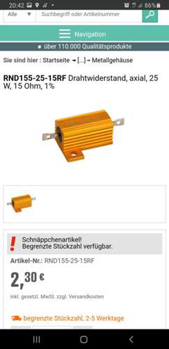 Widerstand 15ohm 25W