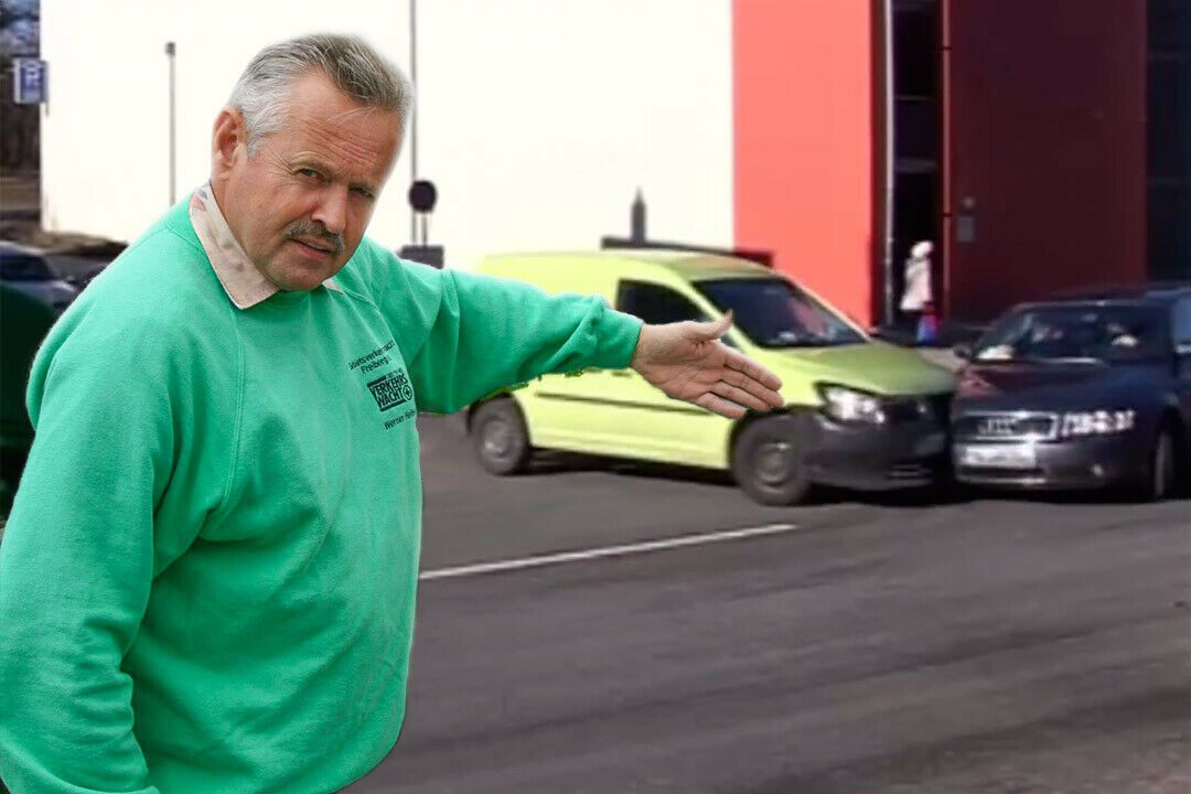 Werner Helfen - der Internet-Star von Freiberg erklärt eine gefährliche Kreuzung und bekommt unfreiwilliges Anschauungsmaterial