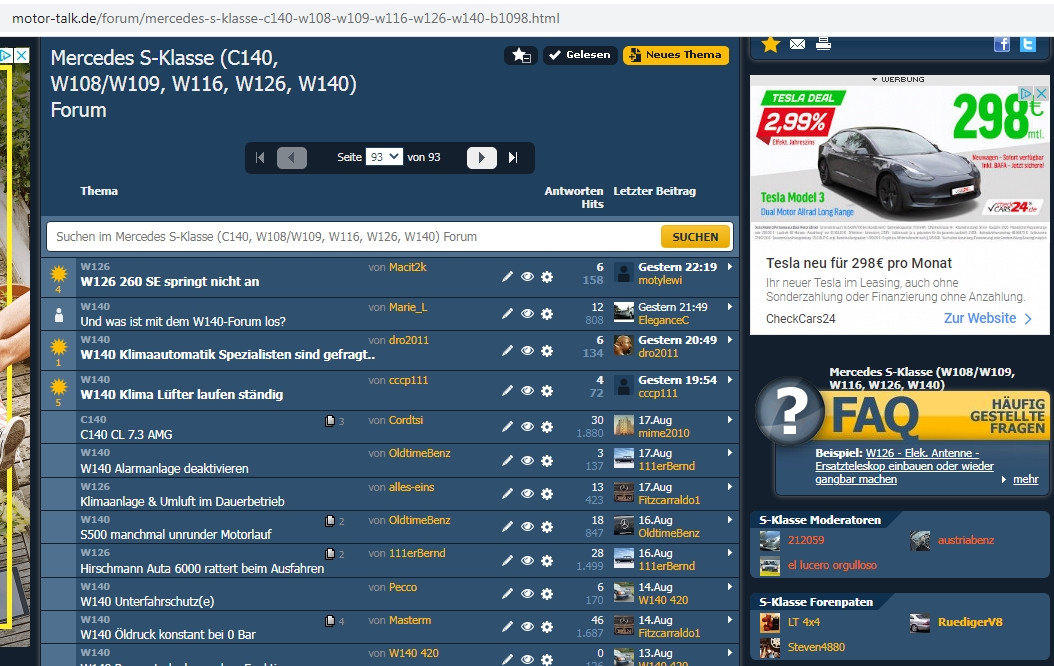 Und was ist mit dem W140-Forum los?