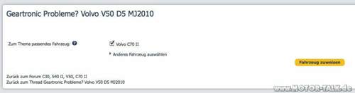 Kein FZ zugewiesen, mein ex C70 vorgesch