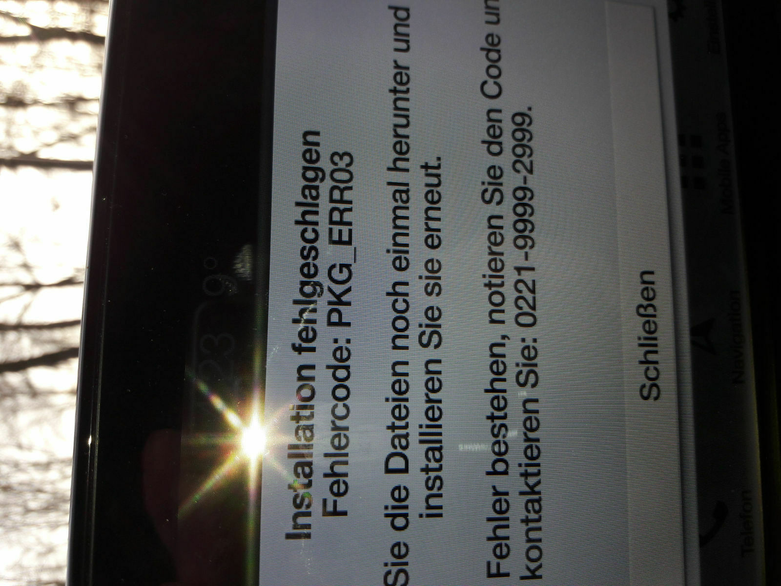 Update bricht ab Fehlercode PKG_ERR03