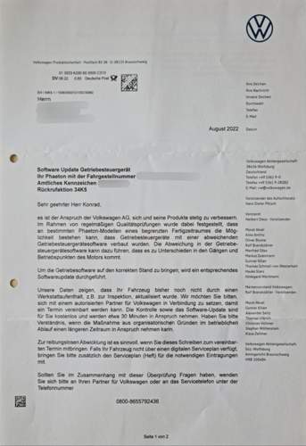 Erstes Anschreiben VW