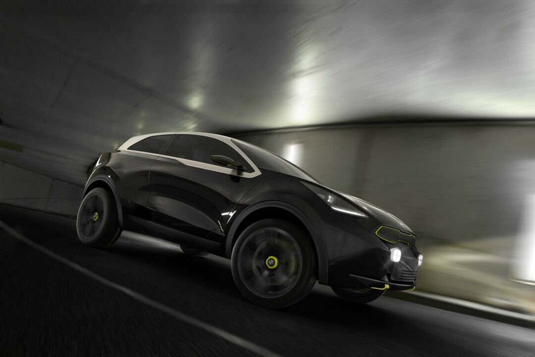 Kia Niro: Die schwarze Kleinwagenstudie kommt mit einigen Akzenten in neongelb