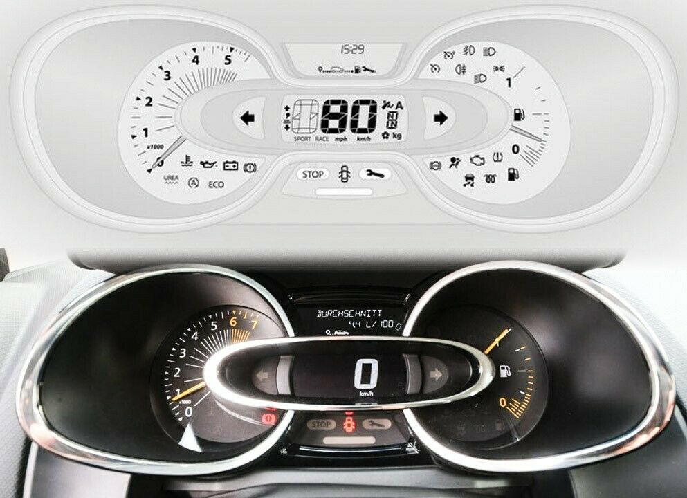 Große Ähnlichkeit: Oben der Tacho des neuen Vivaro, unten der Tacho des Renault Clio