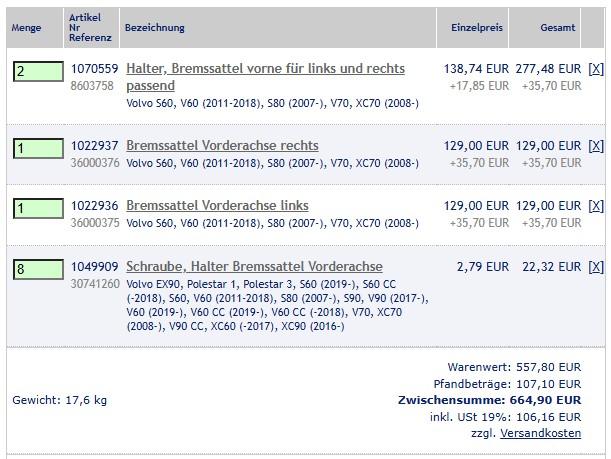 V70 III T6 3.0 AWD - schlechtes Bremsen nach 1-2 x starkem Bremsen aus hoher Geschwindigkeit