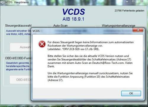 Fehlermeldung