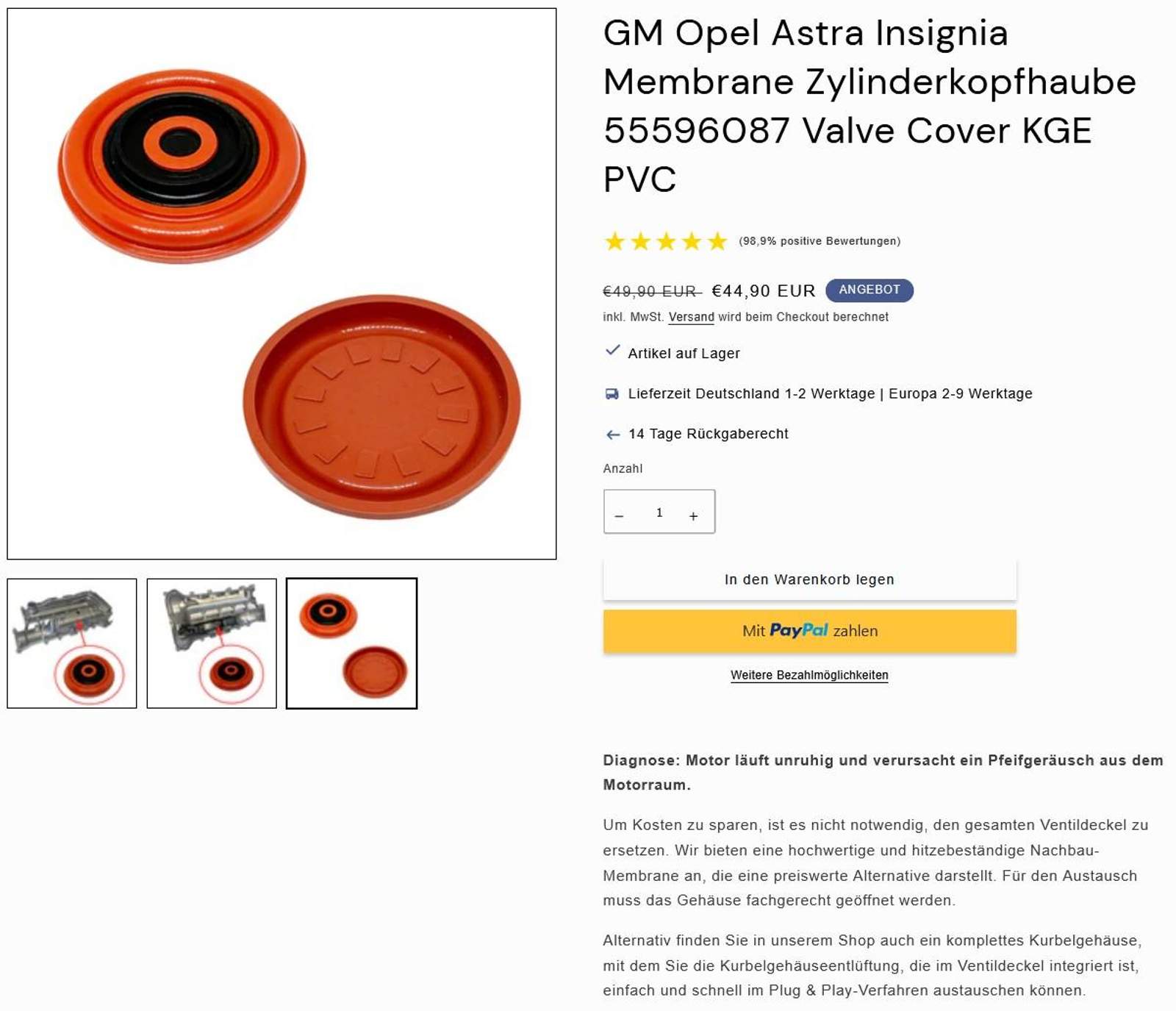 Dichtungssatz, Kurbelgehäuse Für OPEL 54130600 8427769740725