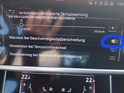 Warnton für Gesch.Überschreitung