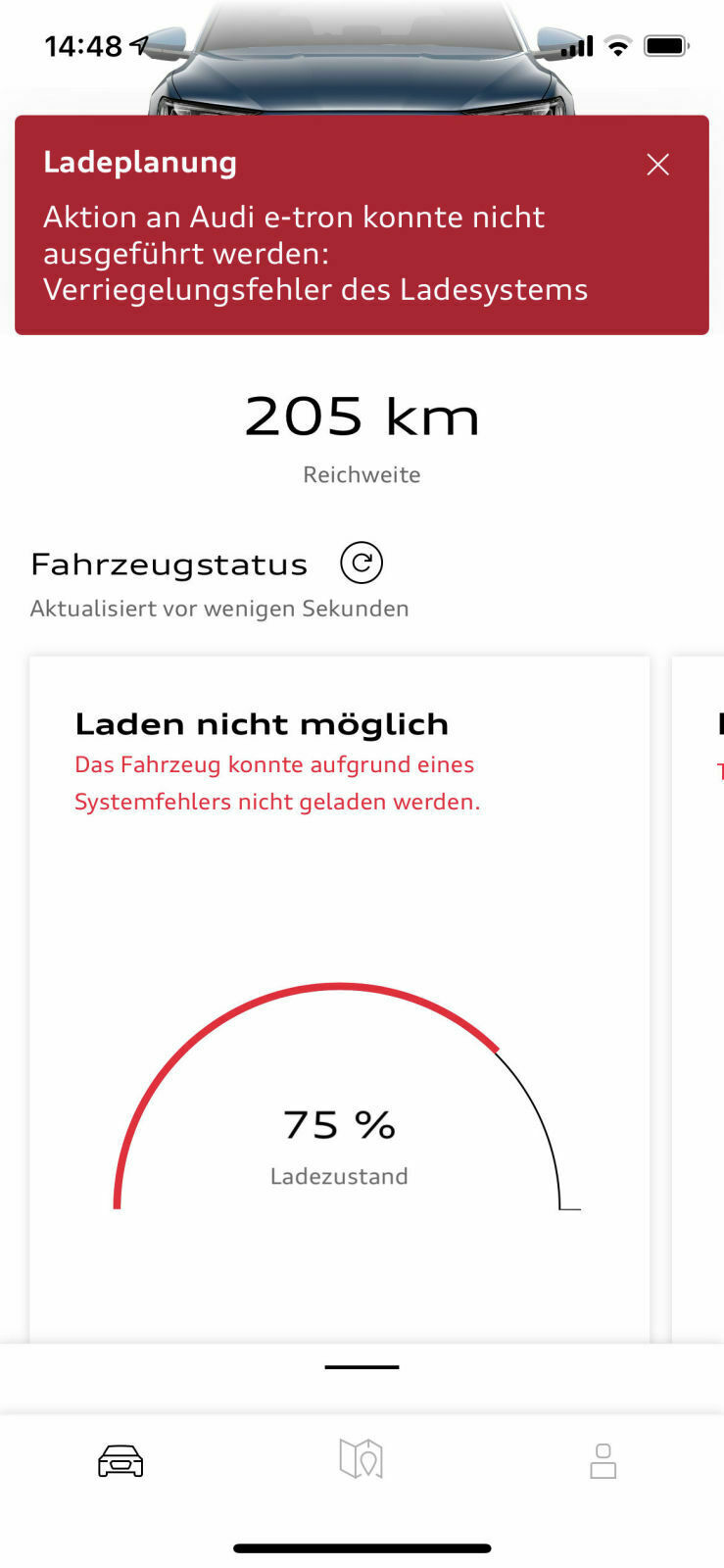 Verriegelungsfehler beim rechten Ladeport