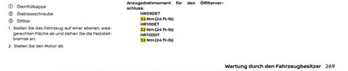 Drehmoment Handbuch Ölfilter