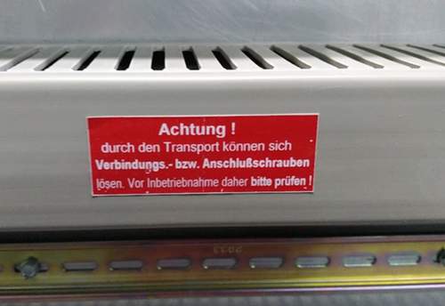 Warnhinweis lose Klemmverbindungen