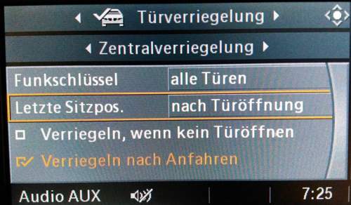 Key memory Menü