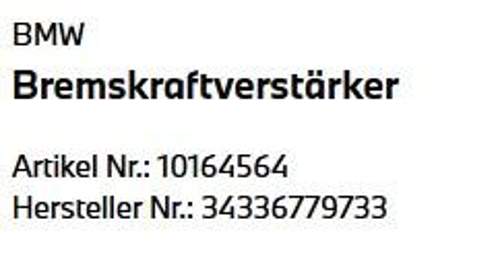 335i Bremskraftverstärker Artikel - und
