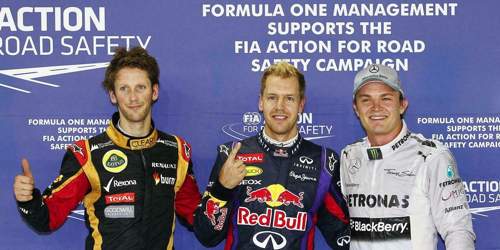 Die Top-Drei in Singapur: Vettel, Rosberg und Grosjean