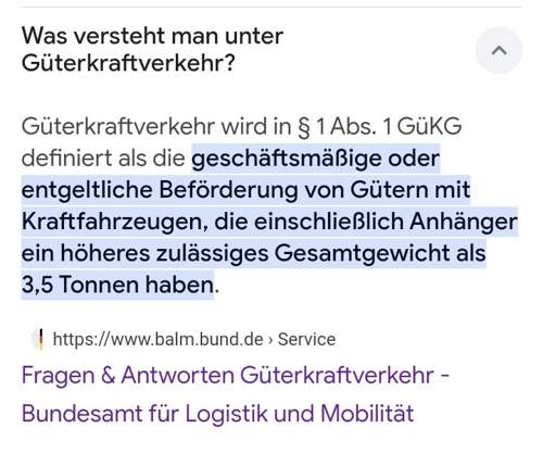 Definition Güterkraftverkehr