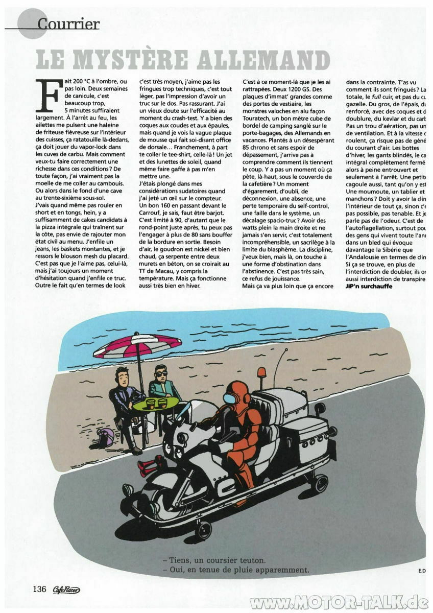 Vielleicht so: Ein Witzefred - um die Biker auf zu lockern
