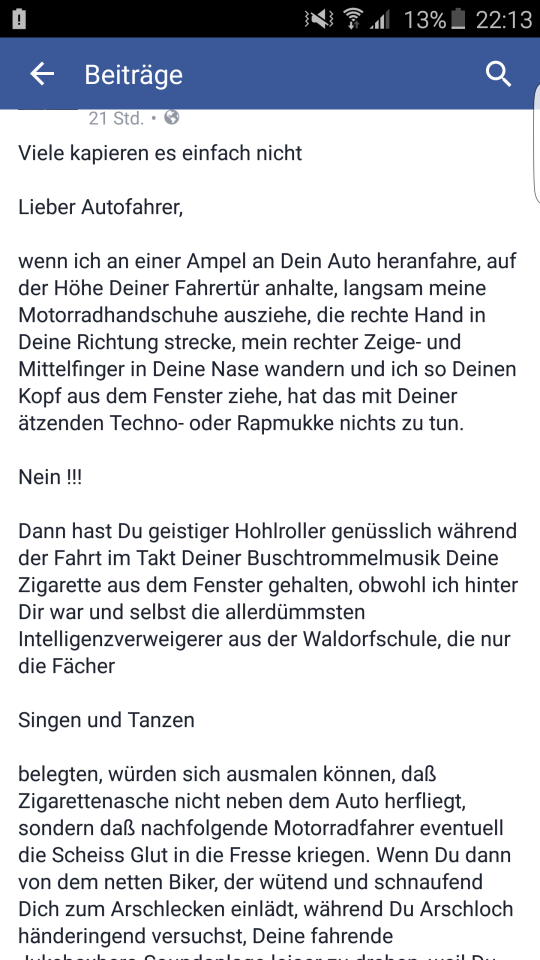 Vielleicht so: Ein Witzefred - um die Biker auf zu lockern