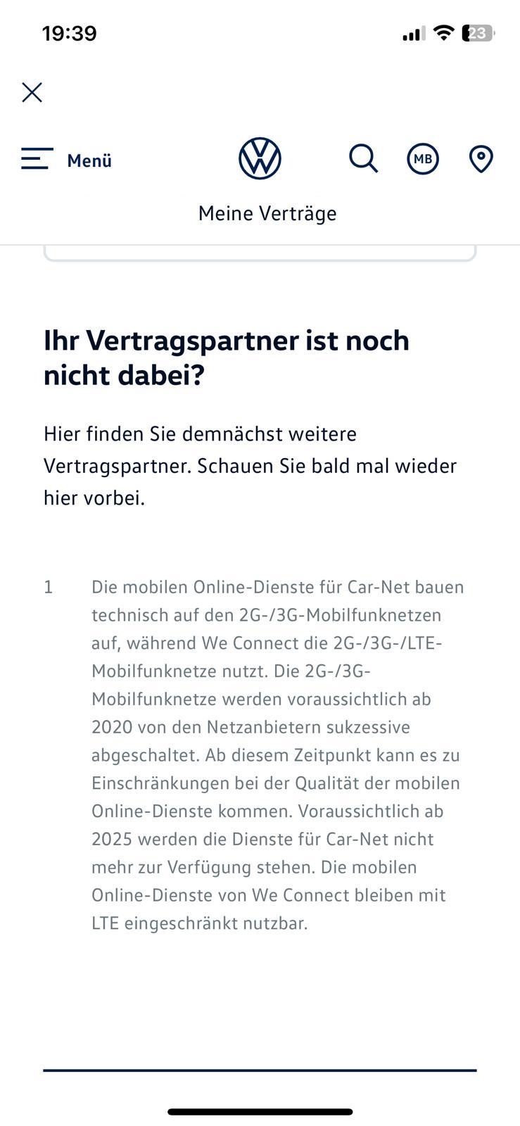 Volkswagen App nicht mehr nutzbar | Abschaltung 2G-Netz