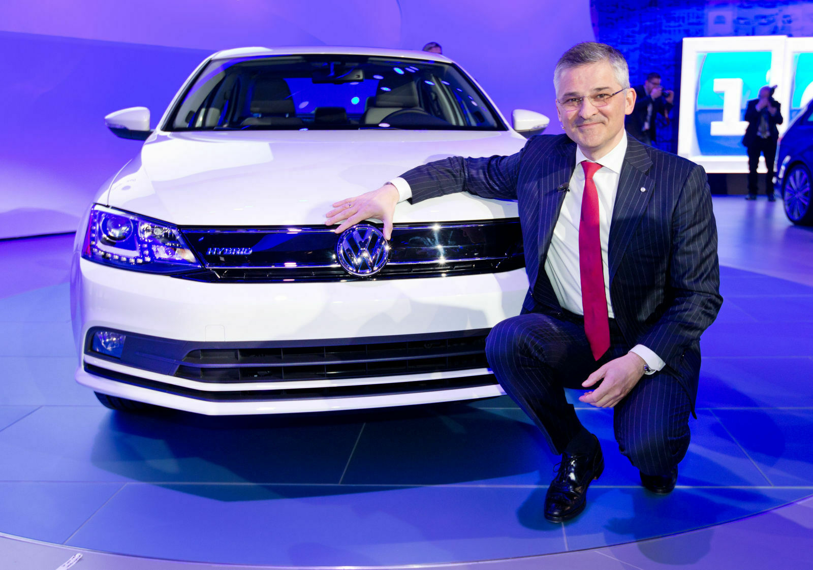 Michael Horn, US-Chef von Volkswagen, präsentiert am 16.04.2014 den neuen Volkswagen Jetta auf der New York International Auto Show. Die deutsche Marke verkauft in den USA stetig weniger Autos