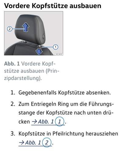 Vordere Kopfstütze ausbauen