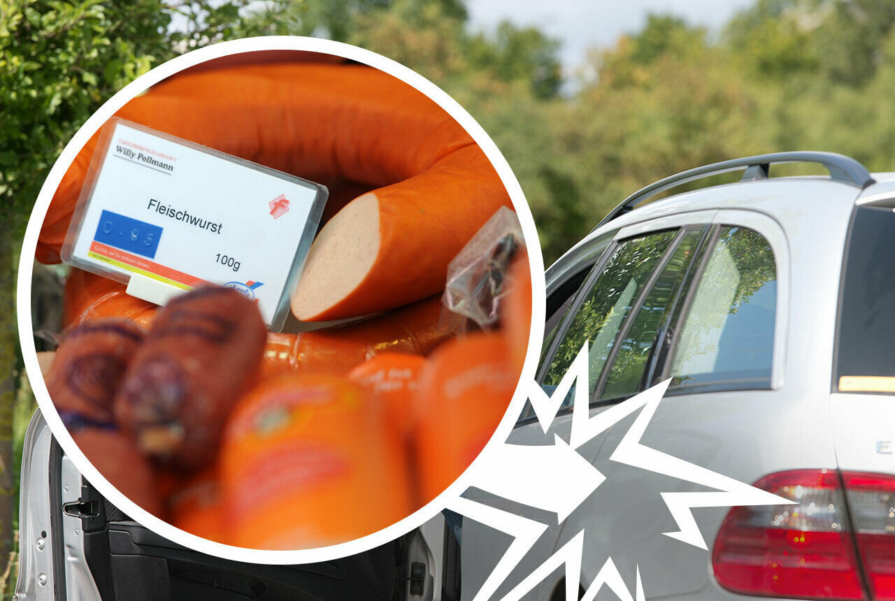 Gefährliche Wurst: In Mecklenburg-Vorpommern wurde ein Auto durch eine Fleischwurst beschädigt