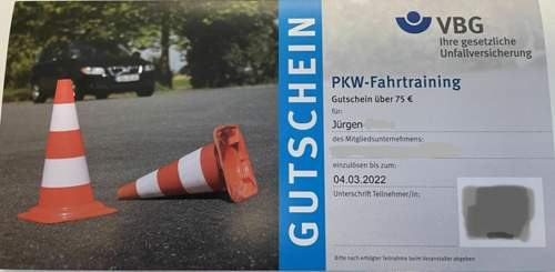 VBG-Gutschein Fahrsicherheitstraining