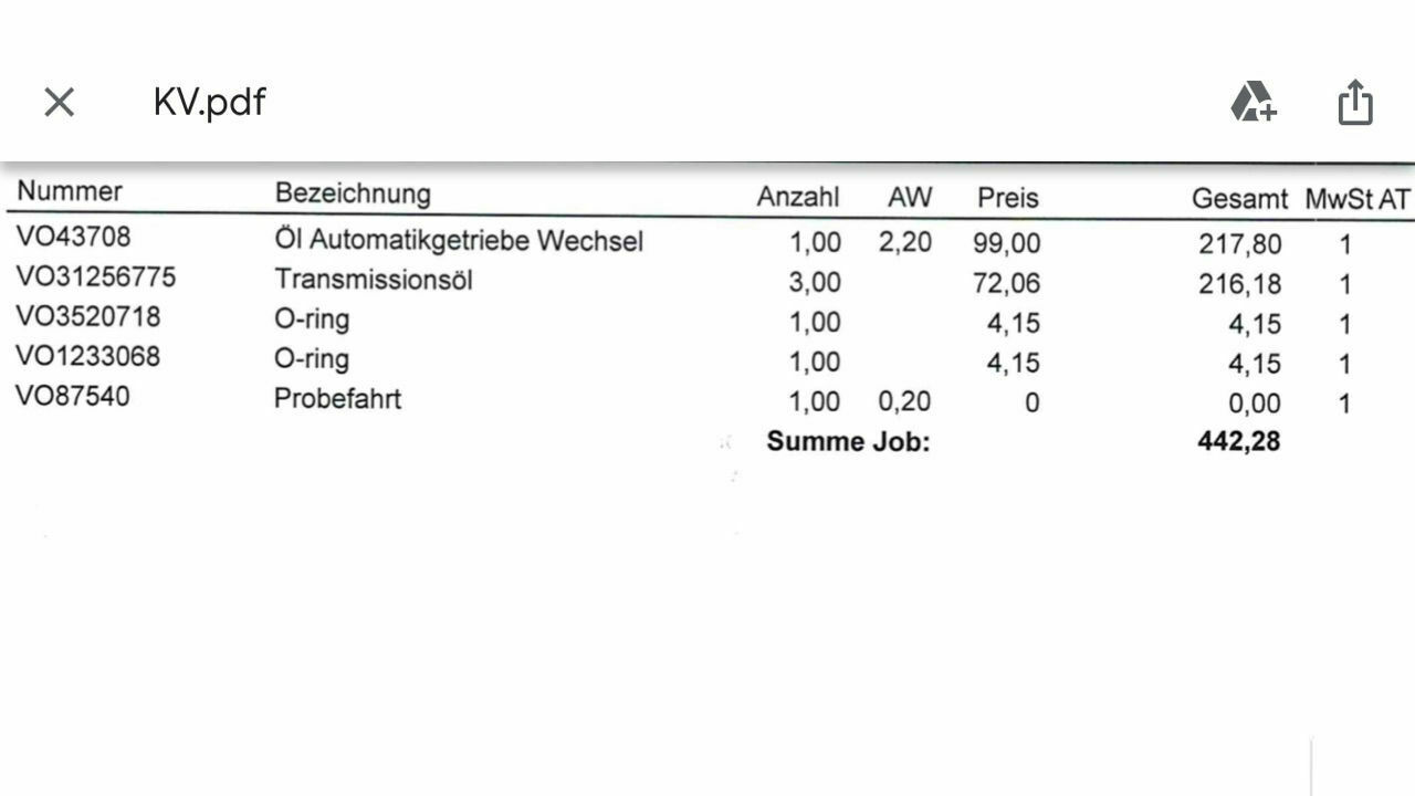 Volvo Getriebeöl-Wechsel/Spülung