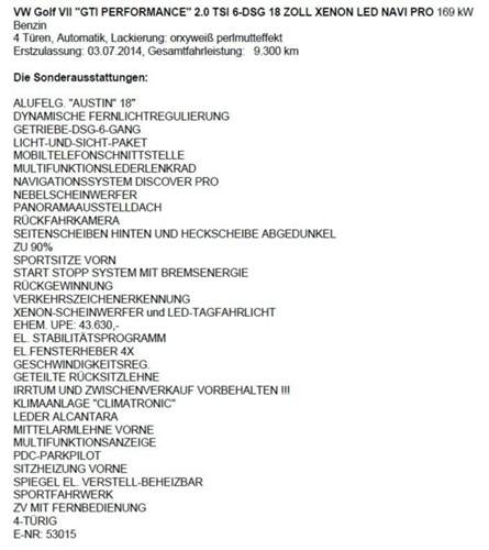 Ausstattungsliste