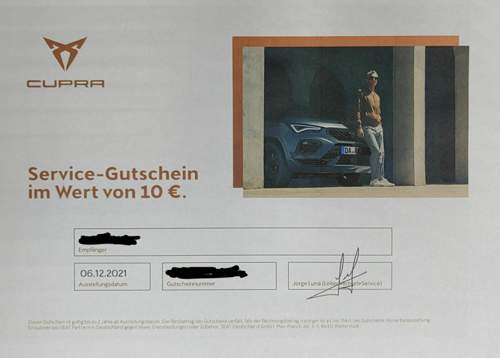 Cupra Gutschein