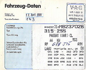 VW Passat 1,6 CL Bj 04/89 Euroumrüstung