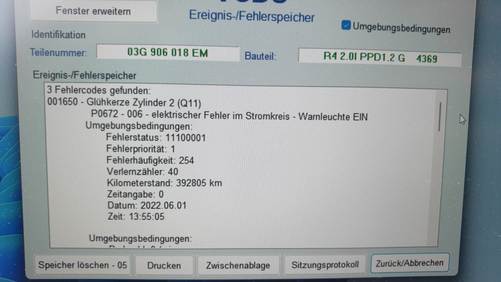 Vw Passat B6 2.0 TDI 170PS BMR - startet schlecht - Fehler Glühkerze + Ventil für Pumpe/Düse