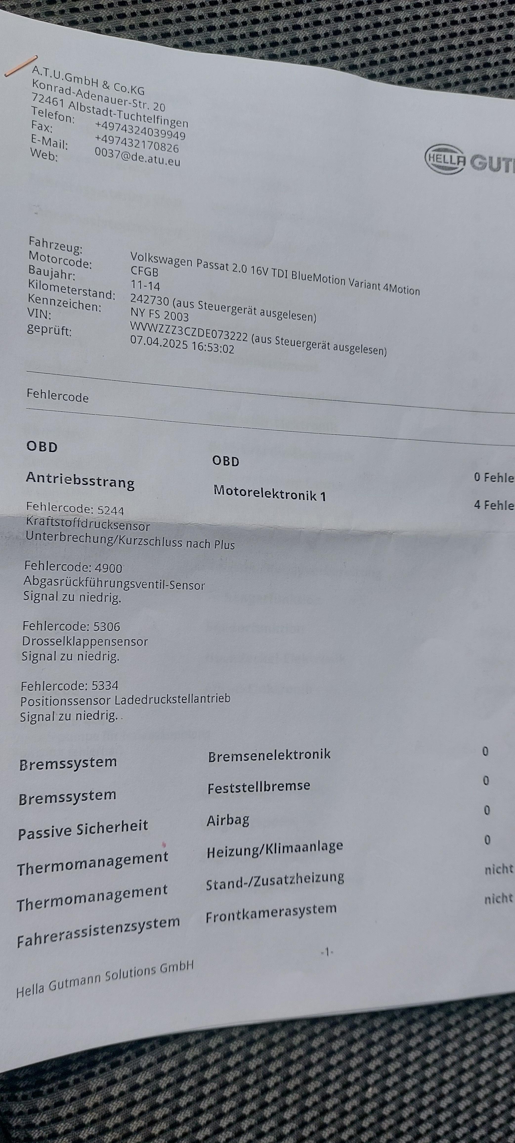VW Passat b7 Alltrack geht immer in Notlauf bei sonne