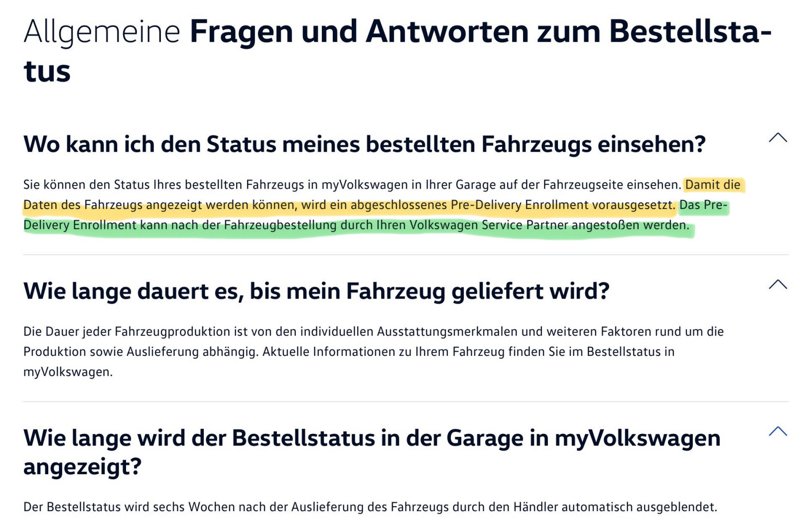 VW Pre-Delivery Enrollment