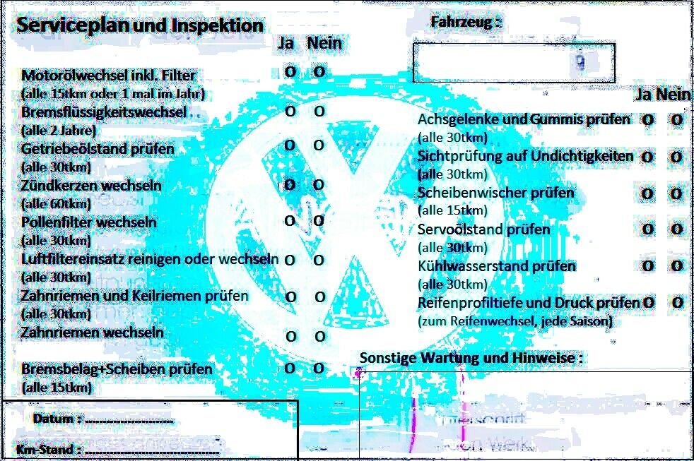 VW Serviceplan / Serviceheft - selber machen / Download