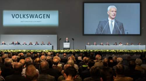 VW-Hauptversammlung 2017 in Hannover: Matthias Müller kündigte weitere Investitionen in die Dieseltechnik an