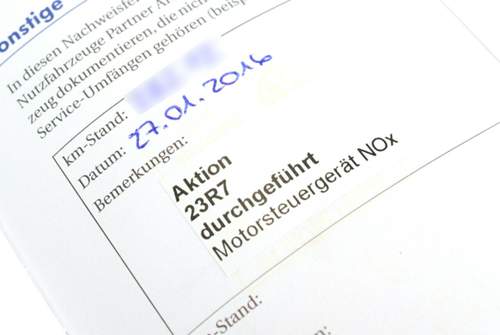 Eintrag im Serviceheft: Die NOx-Werte sollen jetzt stimmen