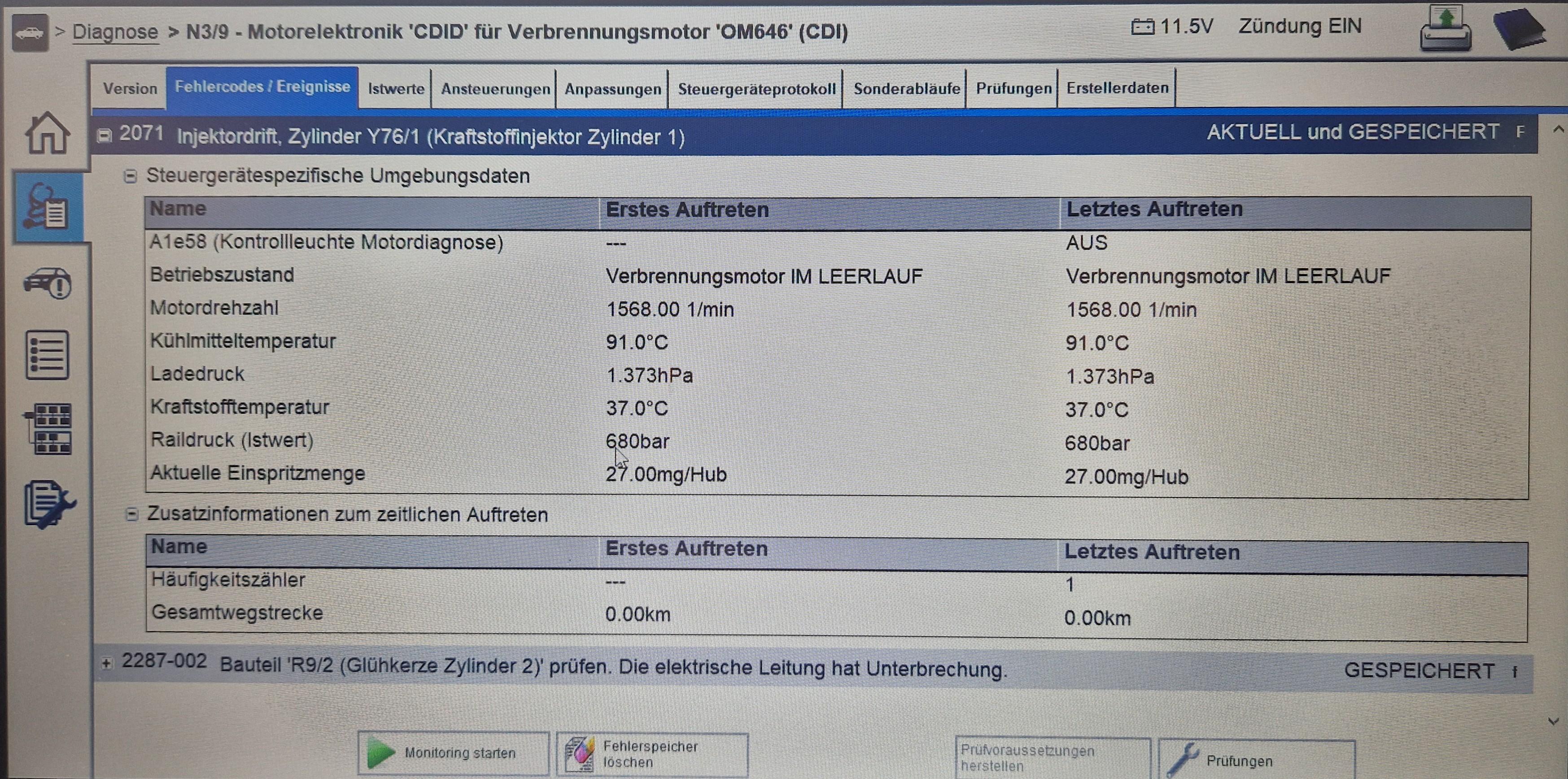 OM646 - Injektor -> ESP Fehler Signal unplausibel