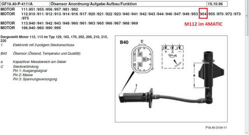 Ölsensor Aufbau 211 4MATIC