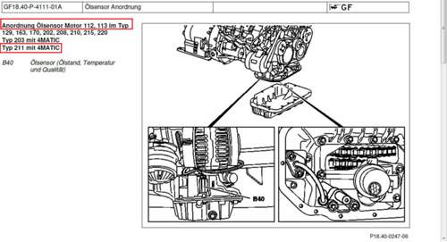 Ölsensor Anordnung 211 4MATIC