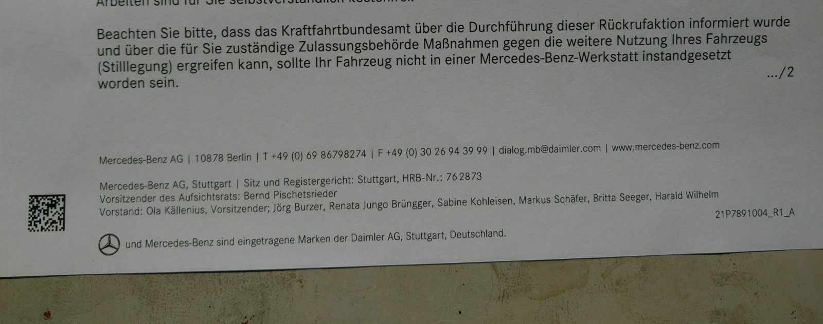 W211 Rückruf Schiebedach
