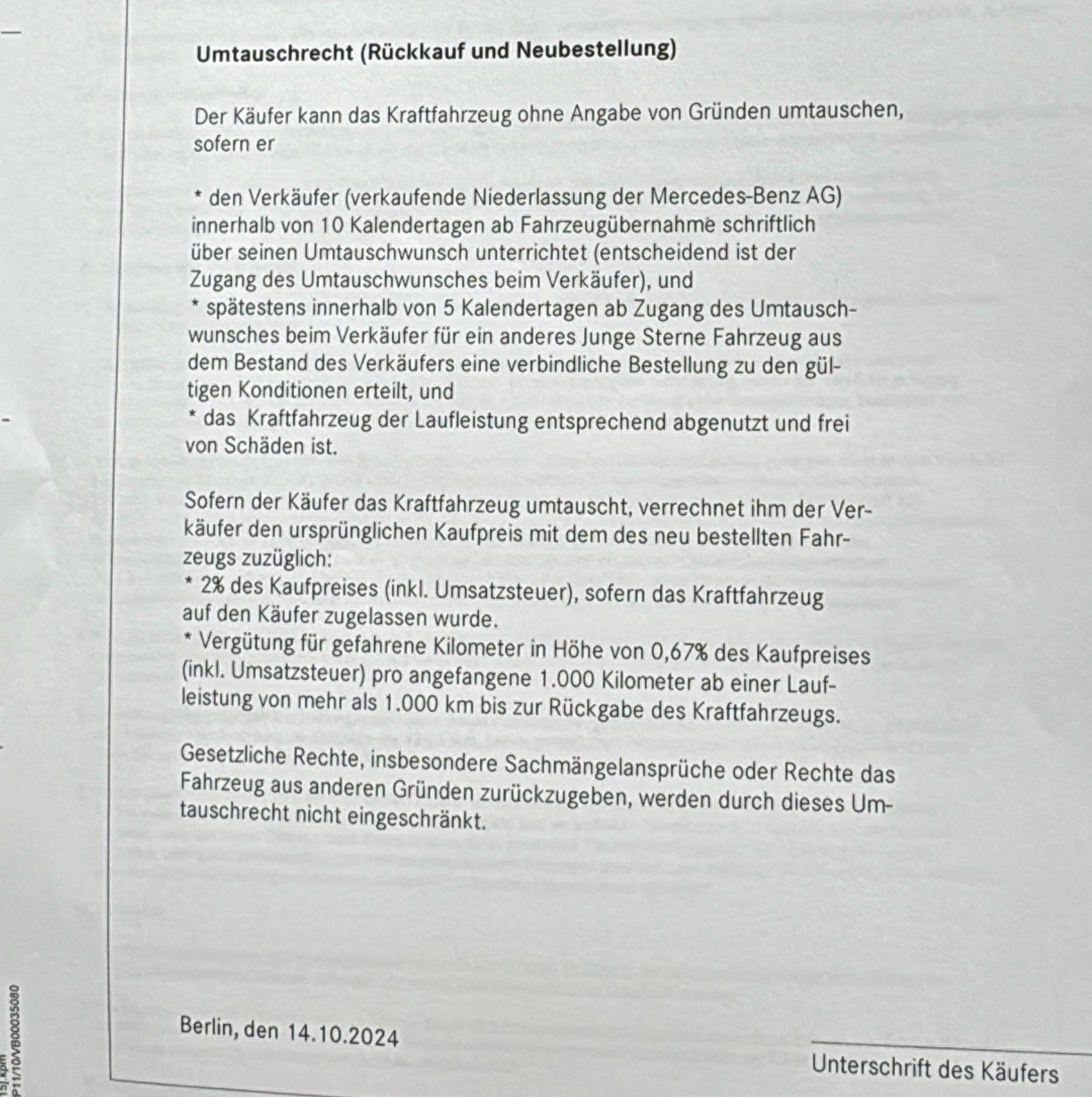 Wandlung eines Fahrzeugs innerhalb der Gewährleistung