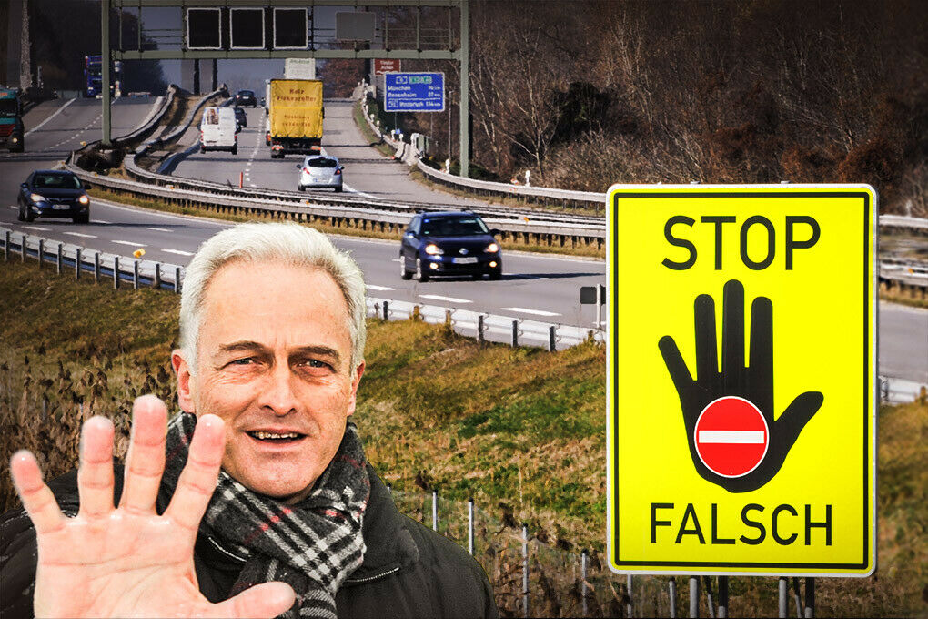 Ein Warnschild soll Geisterfahrer stoppen. Die Polizei befürwortet Krallen an Autobahnauffahrten.