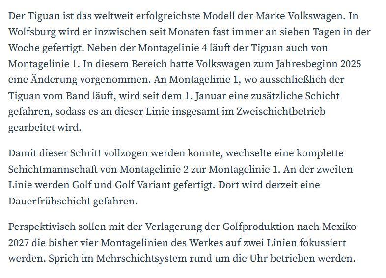 Warteraum für den Tiguan der 3. Generation