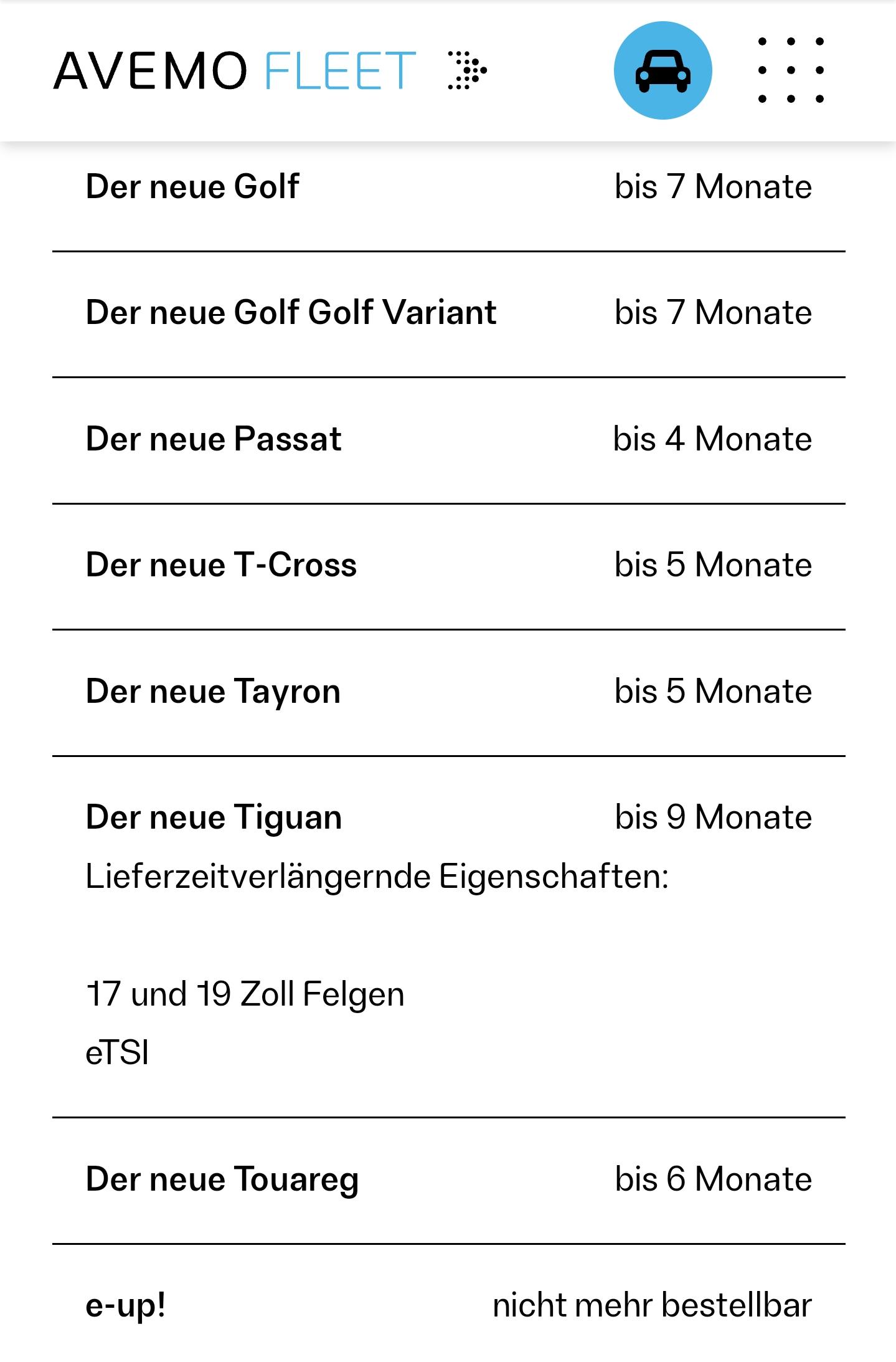 Warteraum für den Tiguan der 3. Generation